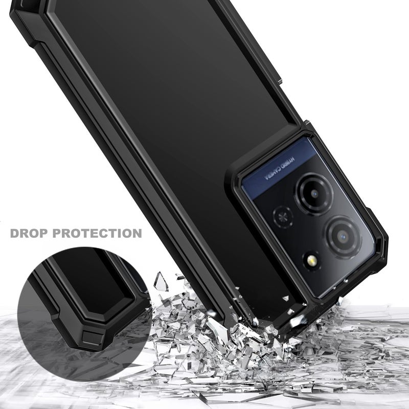 WDHD Compatible with TCL K32 5G & K33 5G Phone Case Black | Full-Body Protective Shockproof Rugged Bumper Cover with Screen Protector, Raised Corners Drop Protection - Image 5